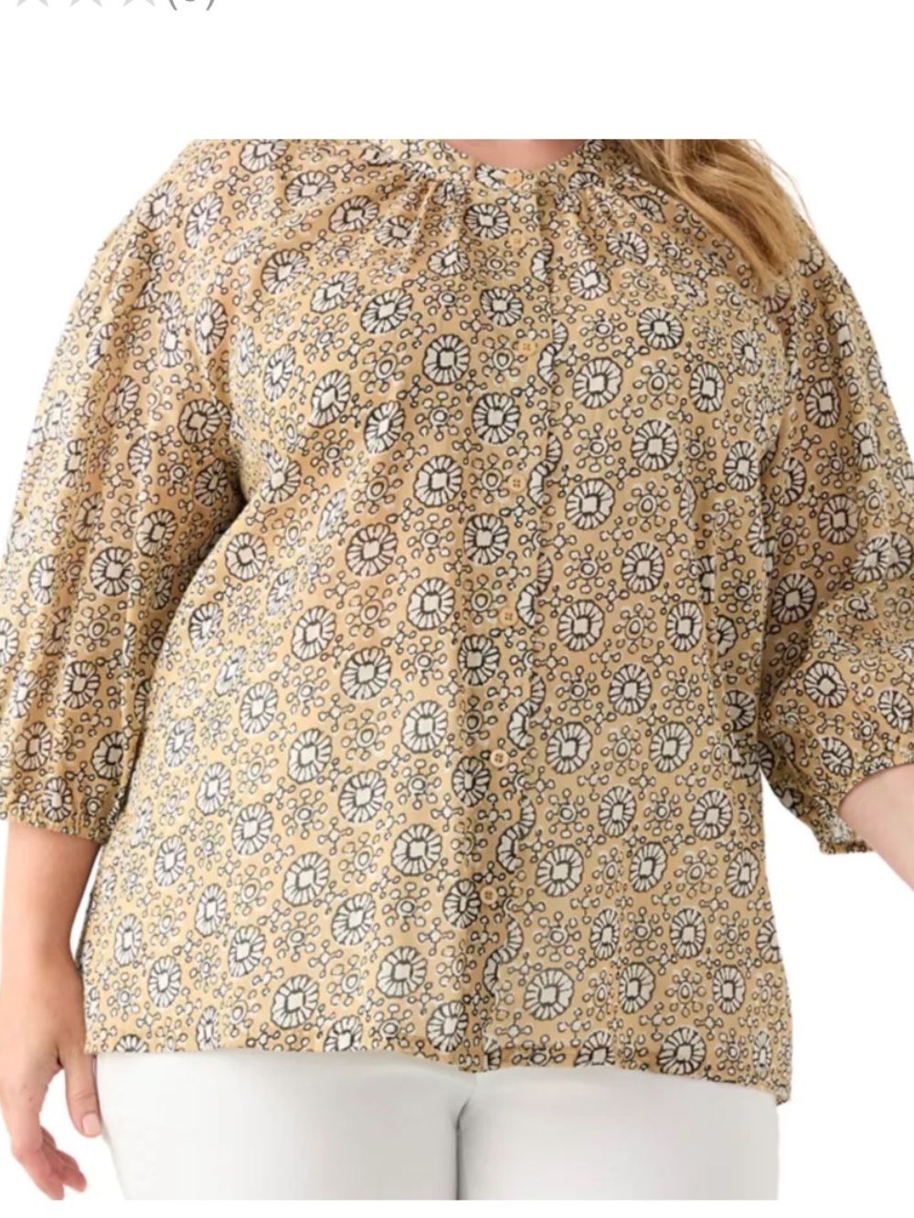 Philosophy cotton button down blouse block print contemporary size 1X